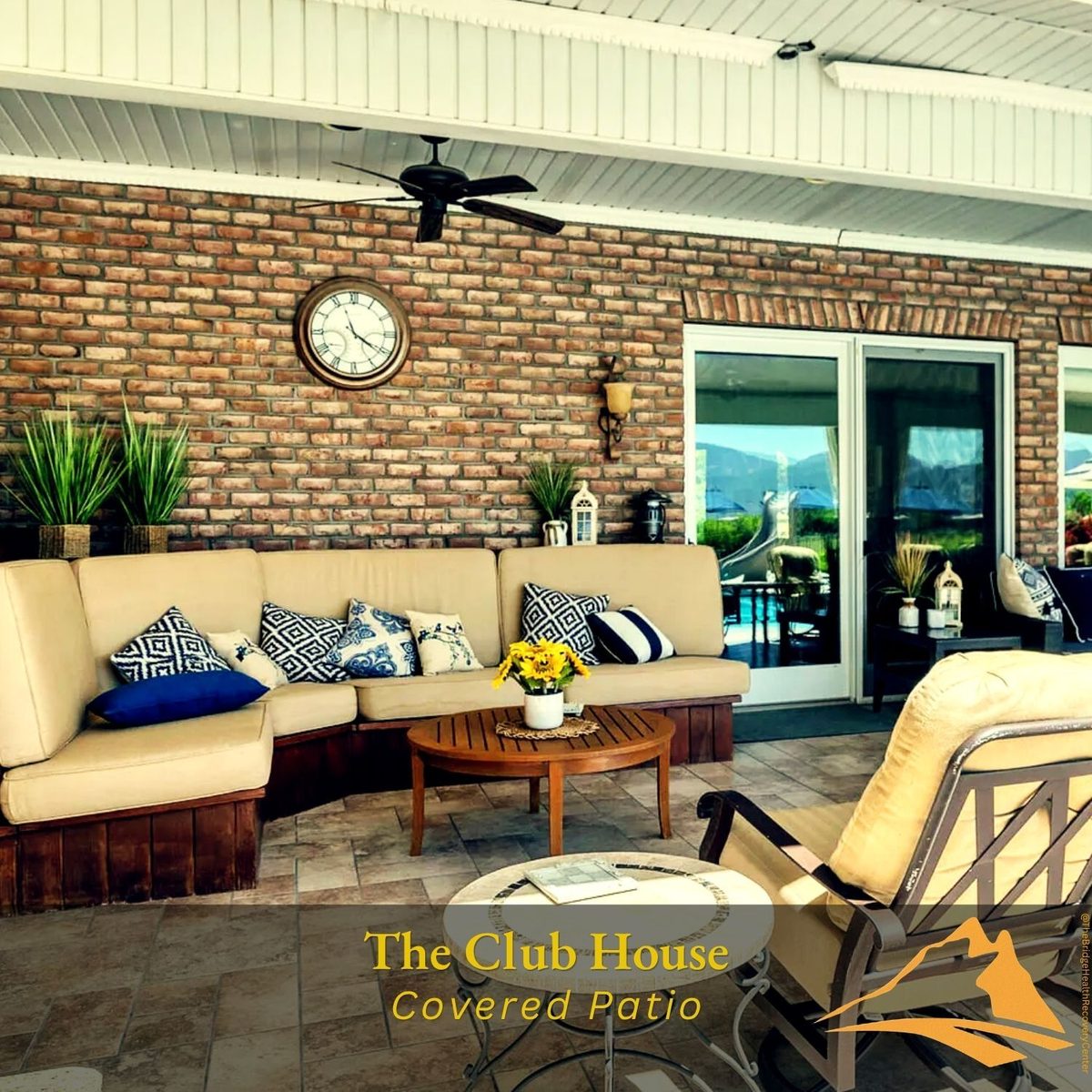 Covered patio lounge — The Bridge Club House, New Harmony Utah