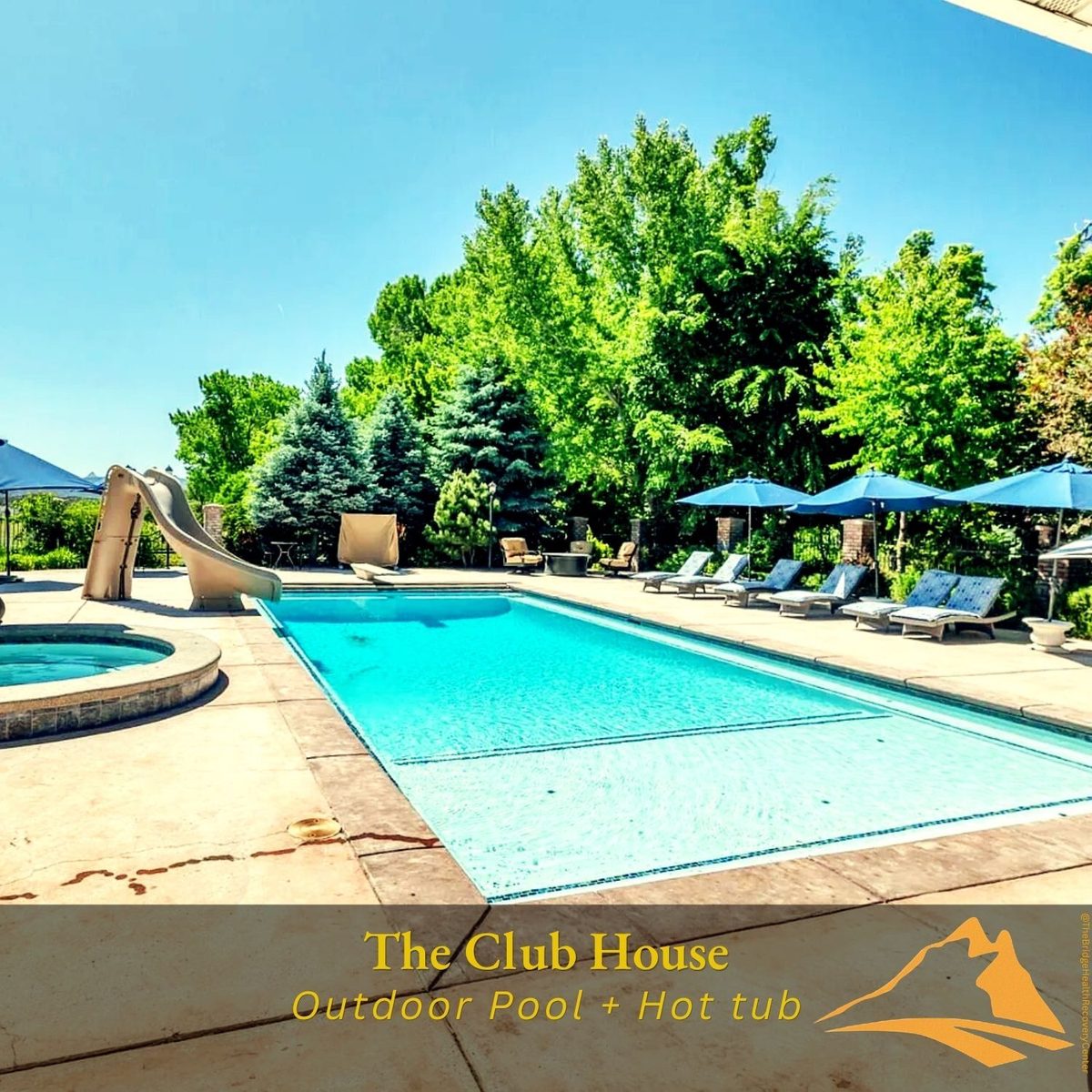Outdoor pool and hot tub at The Bridge Club House in New Harmony, Utah
